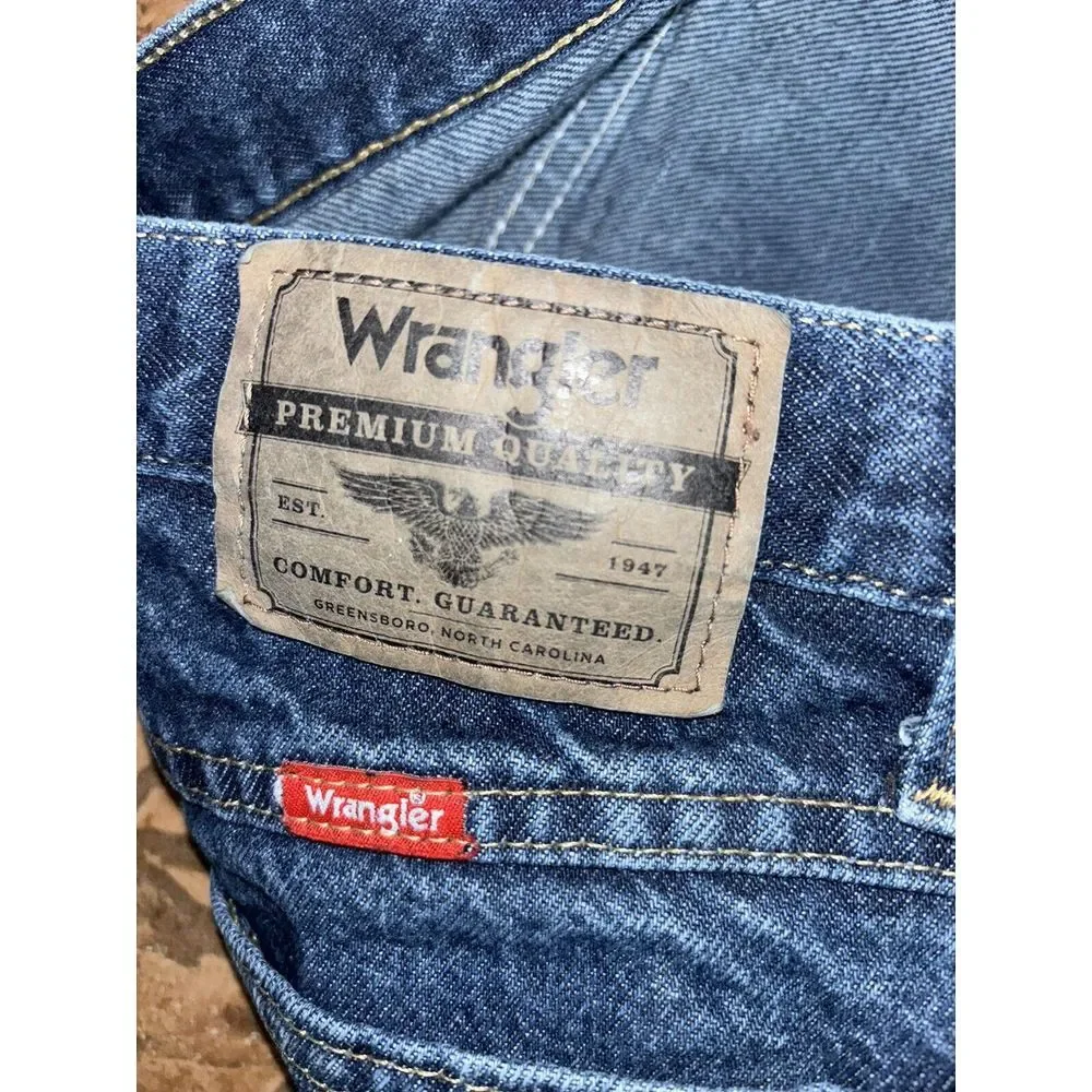 Vintage 1990s 1980s Wrangler Dark Blue Denim Jeans‎ 33x32 Workwear Men's Greaser
